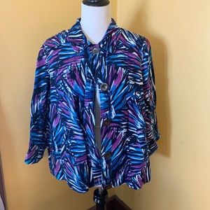 Purple & Turquoise Fern Christopher & Banks Jacket